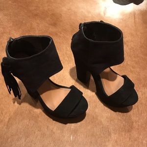 Chunky Black Open Toed Booties